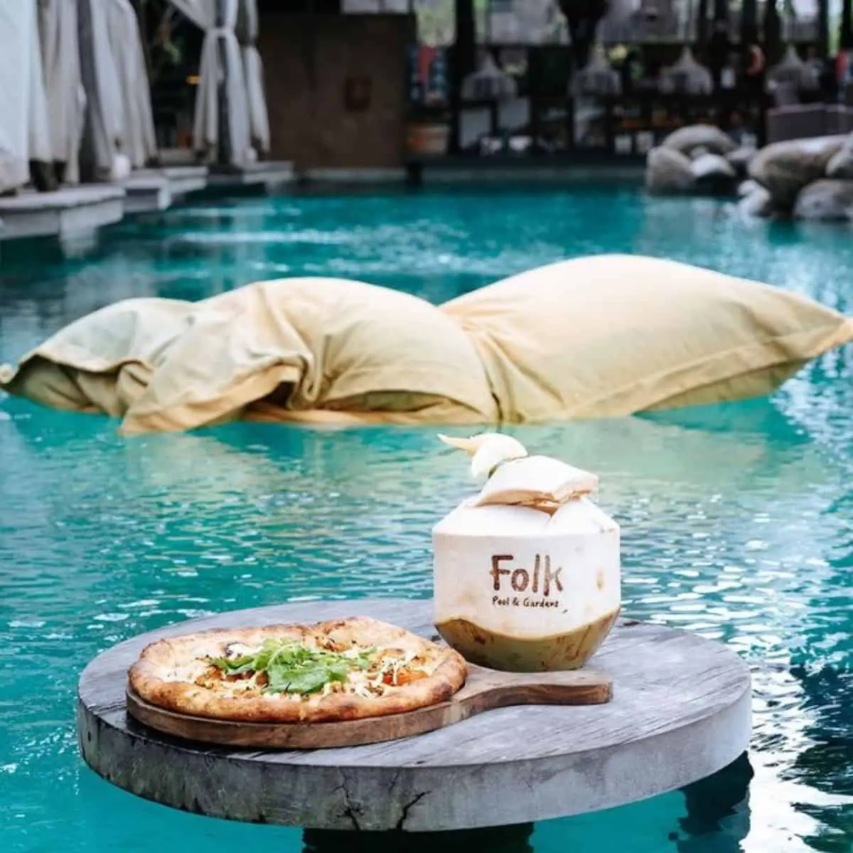Pizza, coconut and a pool at Folk Pool Garden