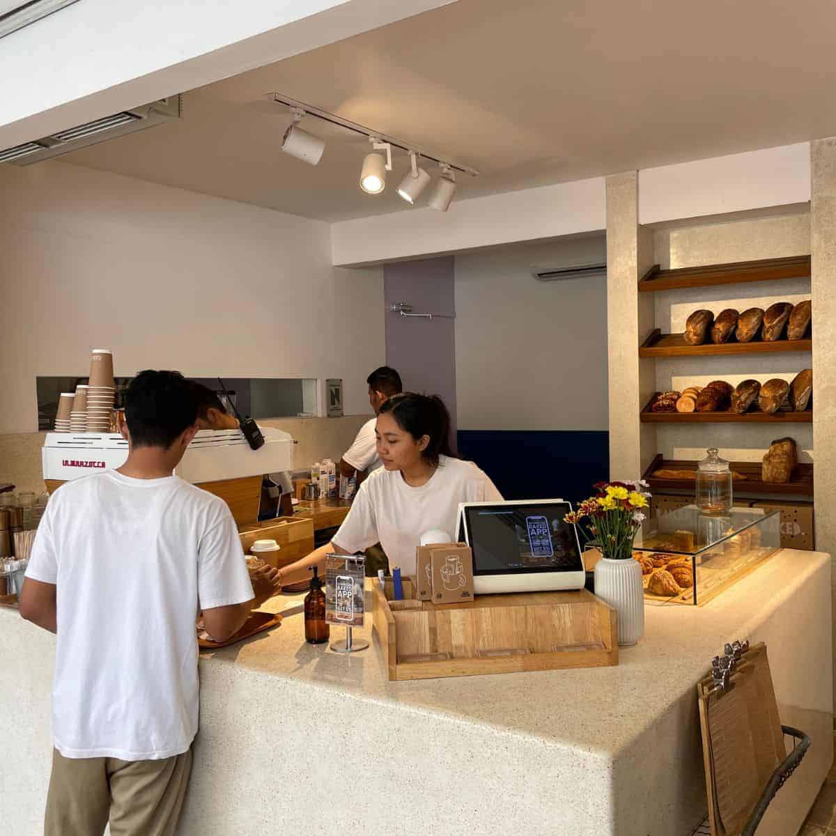 Baked Canggu minimalist interior with superior baked goods best cafe Canggu