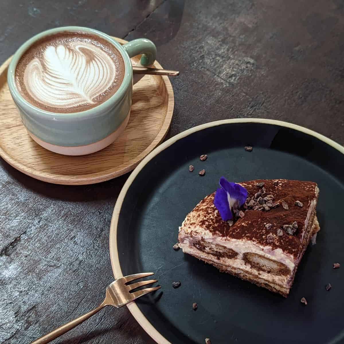 Narrow Marrow hot chocolate and tiramisu