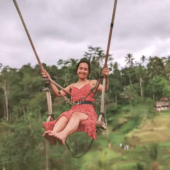 Best Bali Swing at Tegallalang Rice Paddy Field Victoria on the swing