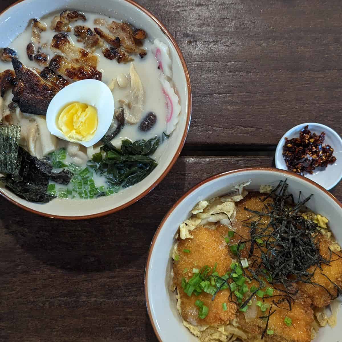 White Curry Ramen and Salmon Tama Don at Gudang Cafe