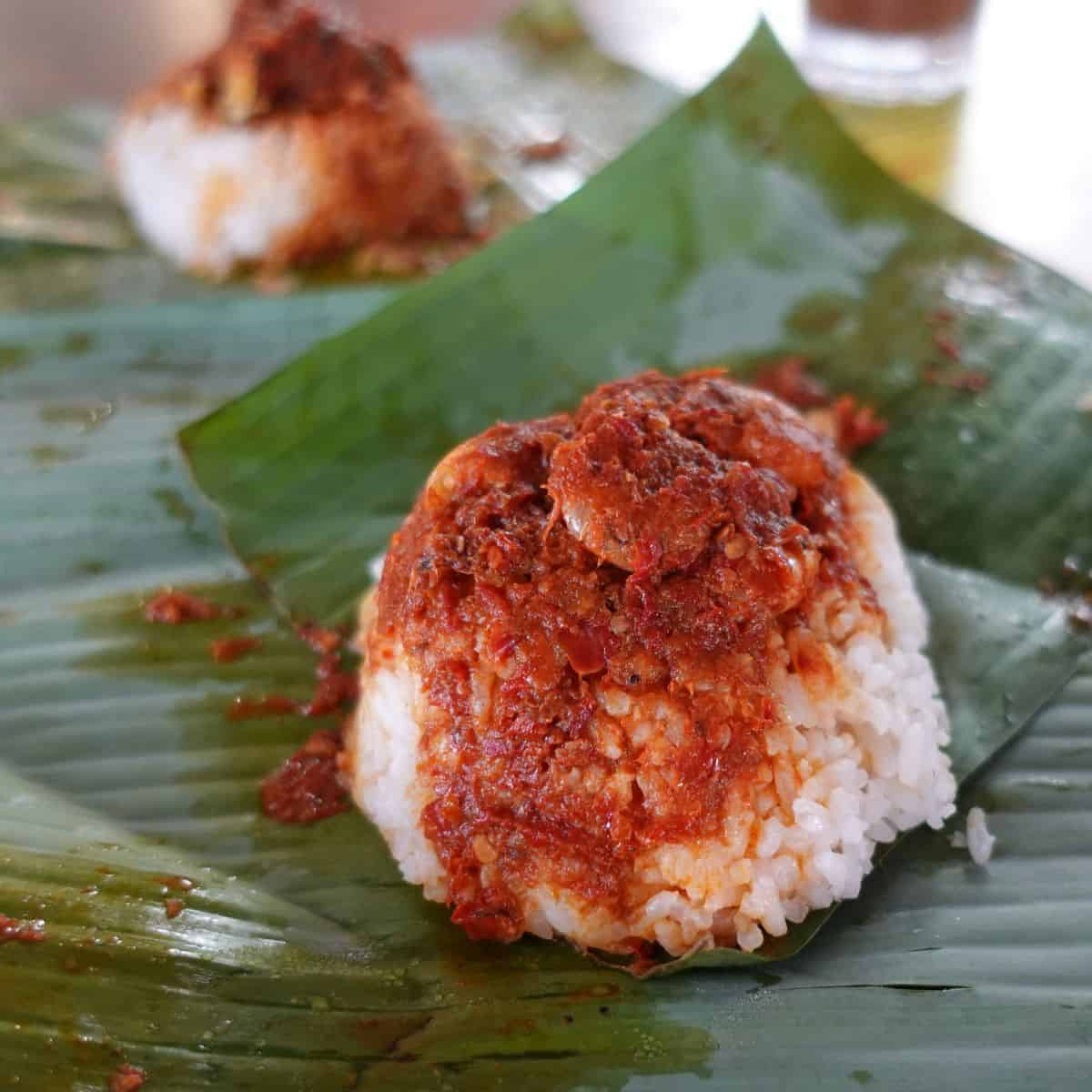 Ali Daun Pisang Shrimp sambal fatty rice