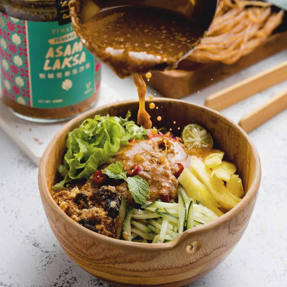 Pinxin Vegan Cuisine’s delicious version of Penang Asam Laksa.