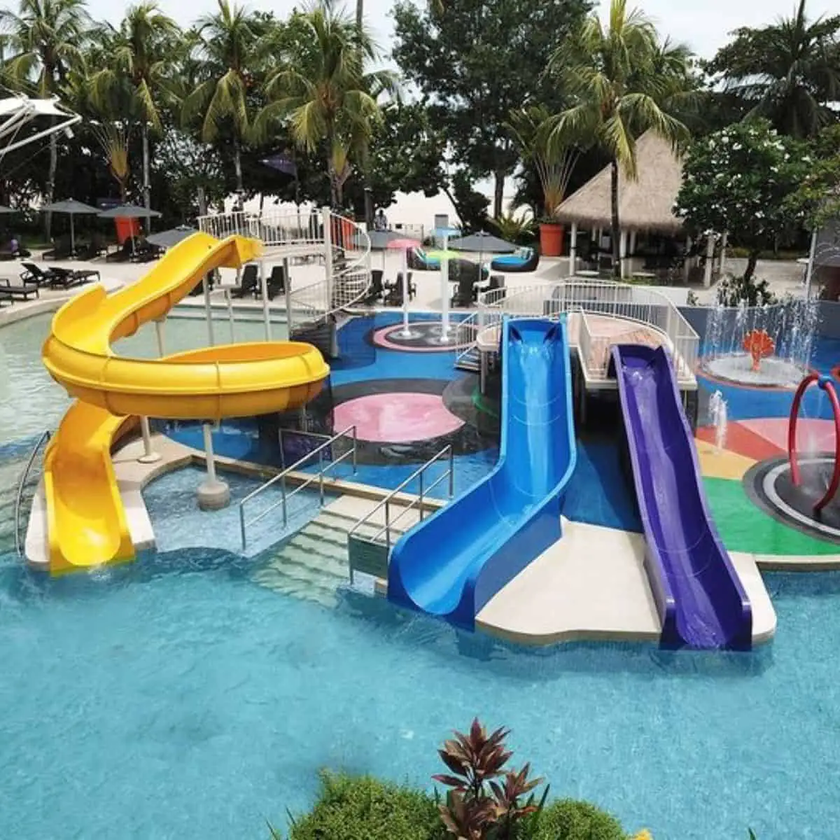 Gigantic water park in Hard Rock Hotel Penang with colourful slides