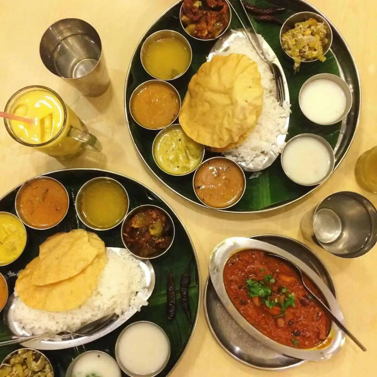 Two sets of Indian vegetarian sets with different sauces from Woodlands Penang