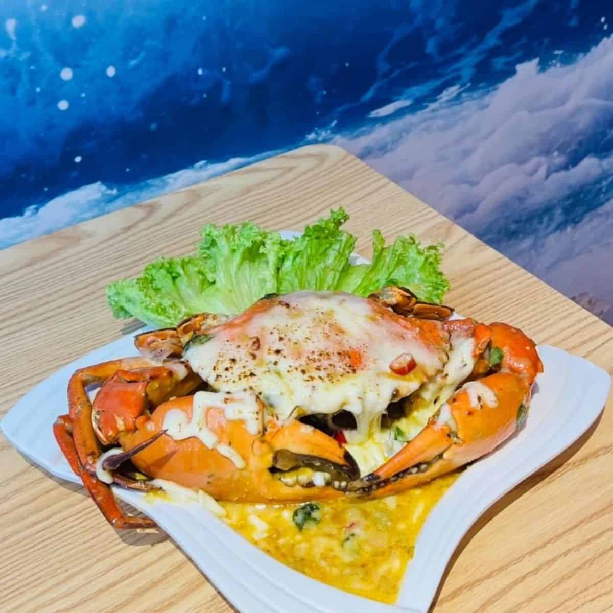 Cheese baked crab at Holy Crab