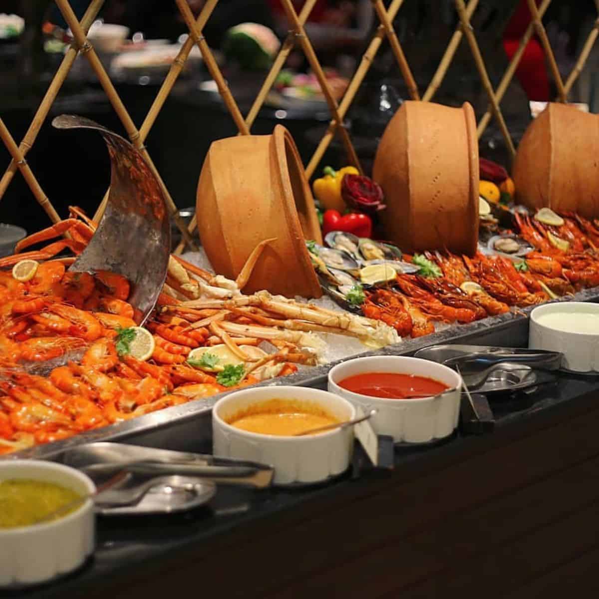 Luxurious Spice Market Cafe seafood spread