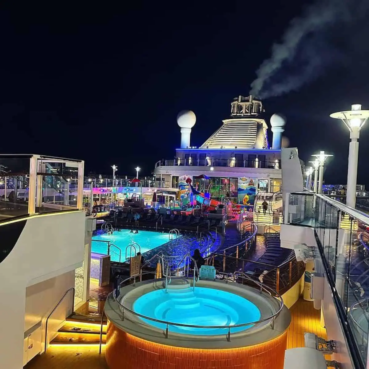 Cruise line with a luxurious night view