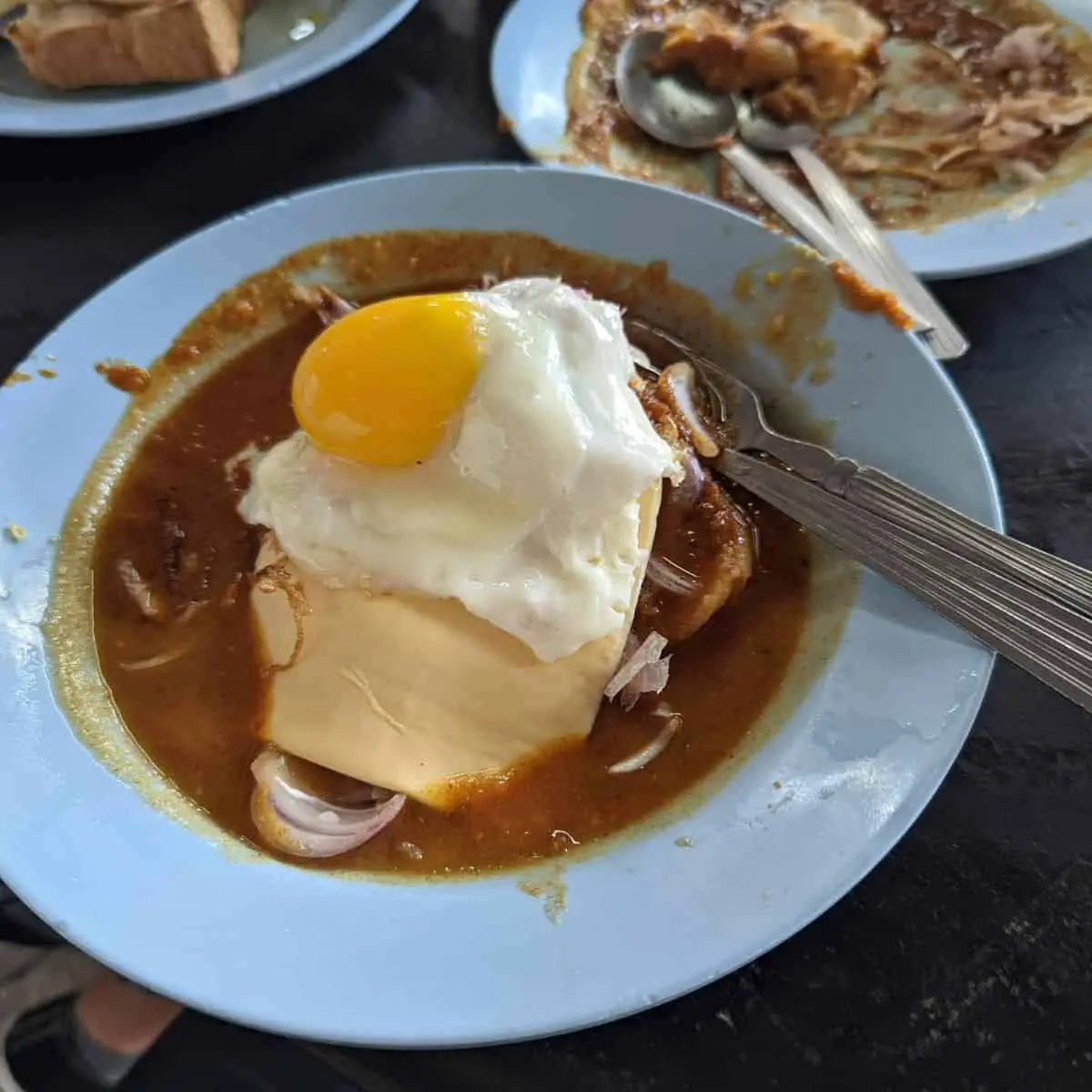 Roti canai kambing with egg cheese Gemas Road