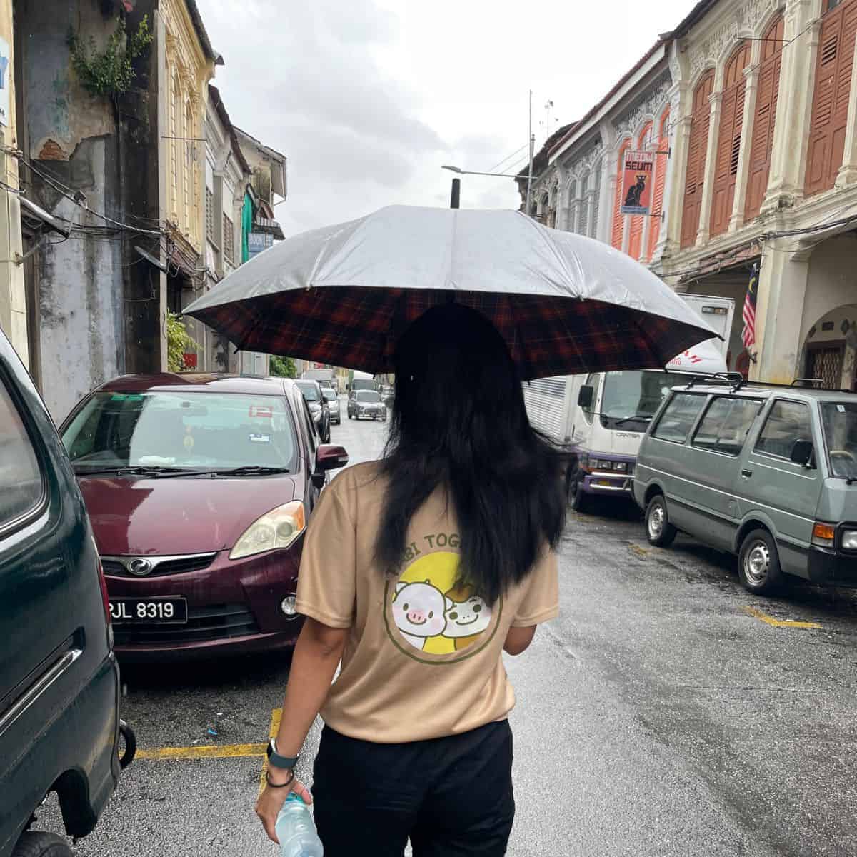 Victoria umbrella light rain in Georgetown