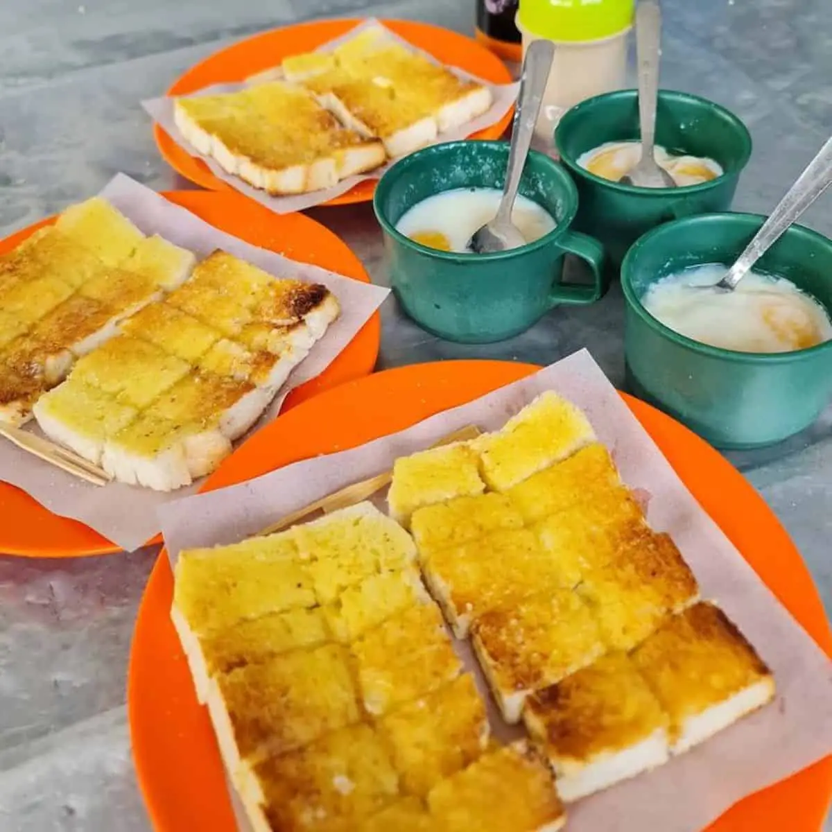 The famous toast, egg and coffee in Joo Leong Kopitiam in Penang