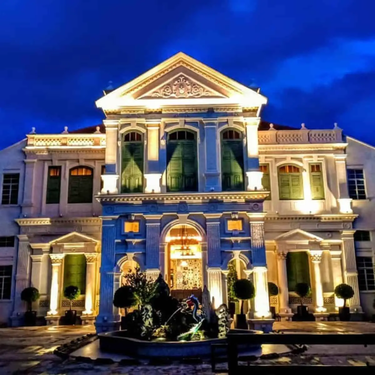 Night view of The Edison Penang Hotel with a luxurious structure