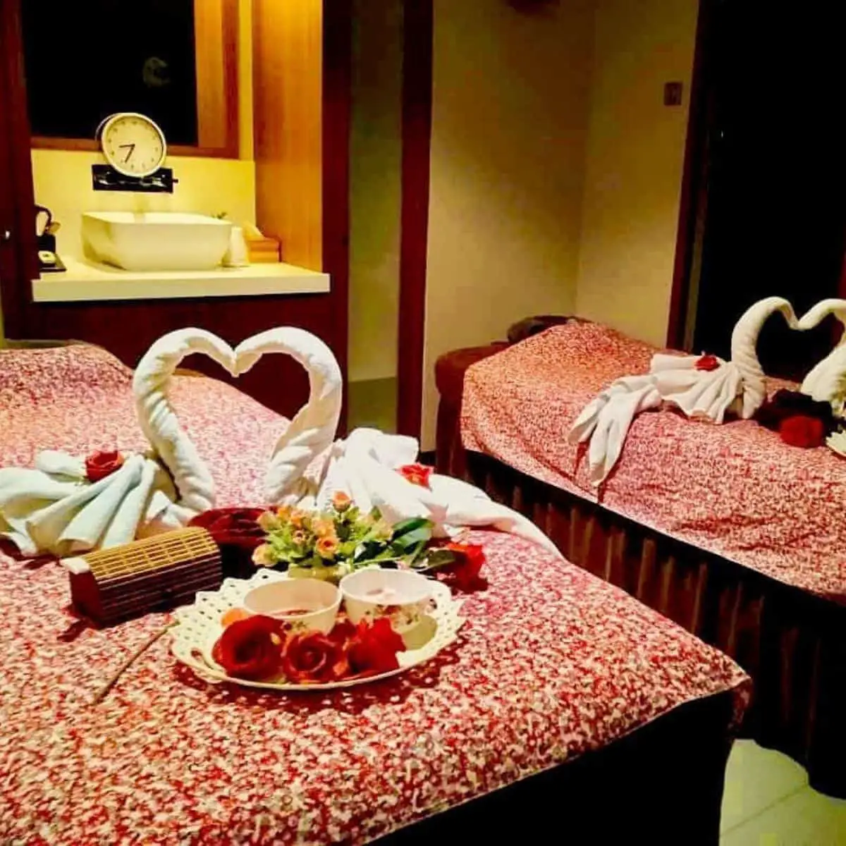 Penang Danai Spa room with a romantic setting ideal for couple body massages