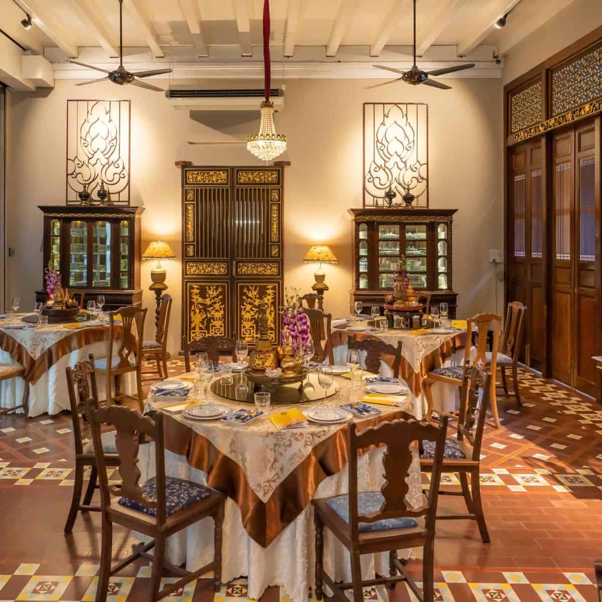 Kebaya Dining Room fine dining seats in Penang